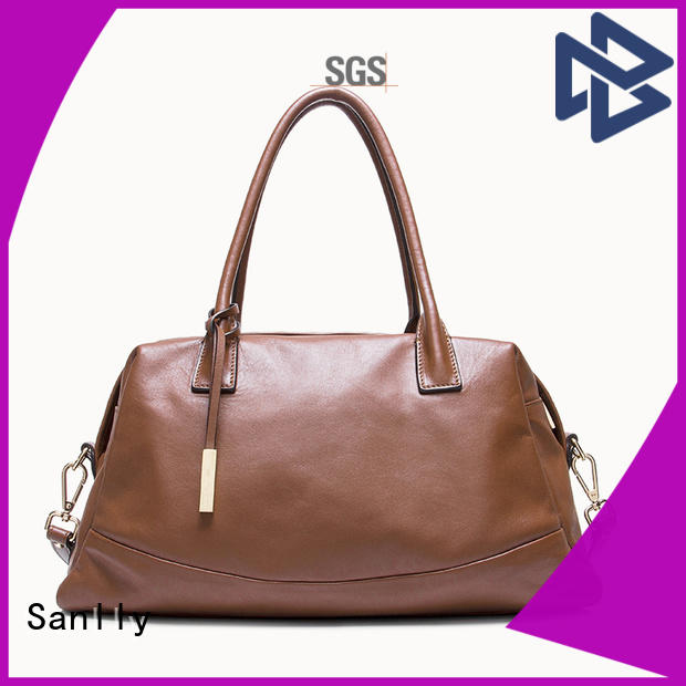 Sanlly brown best women's leather handbags bulk production for girls