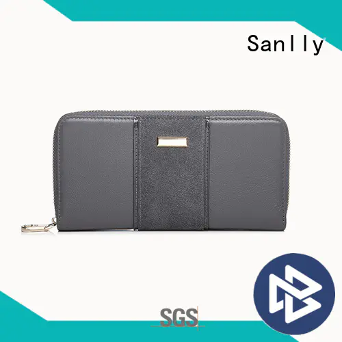 Sanlly portable small leather zip wallet wallet for single shoulder