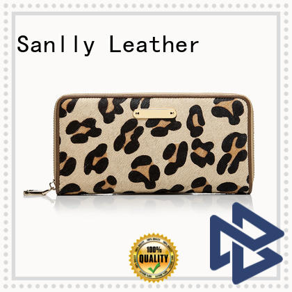 Sanlly zipper leather zip wallet women's free sample for girls