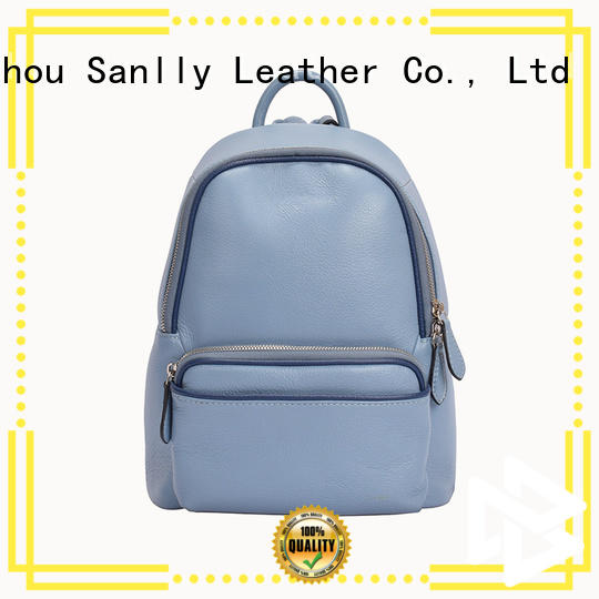 Sanlly Custom tan leather rucksack OEM for women