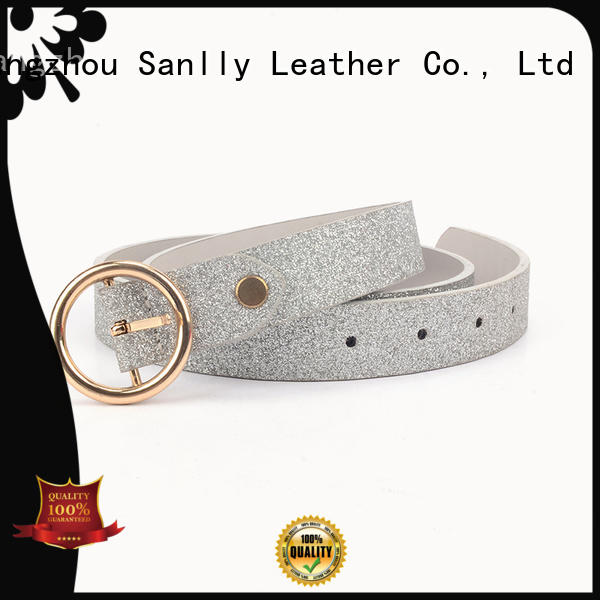 Sanlly leather womens black woven belt factory