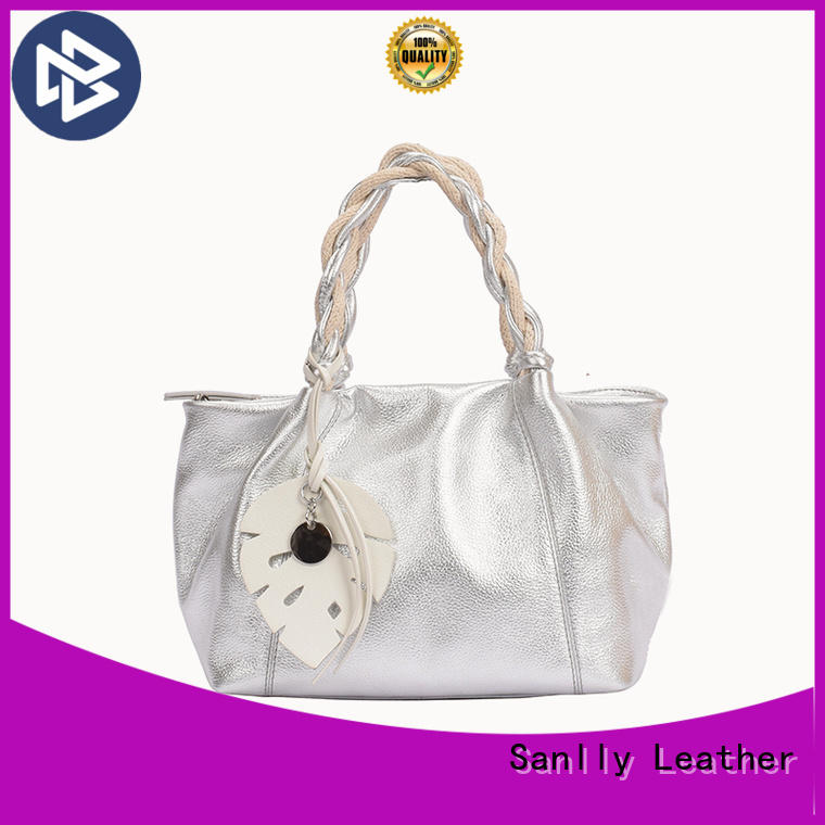 Metal Smooth Leather Handmade Womens Leather Handbags Stylish Ladies Bag