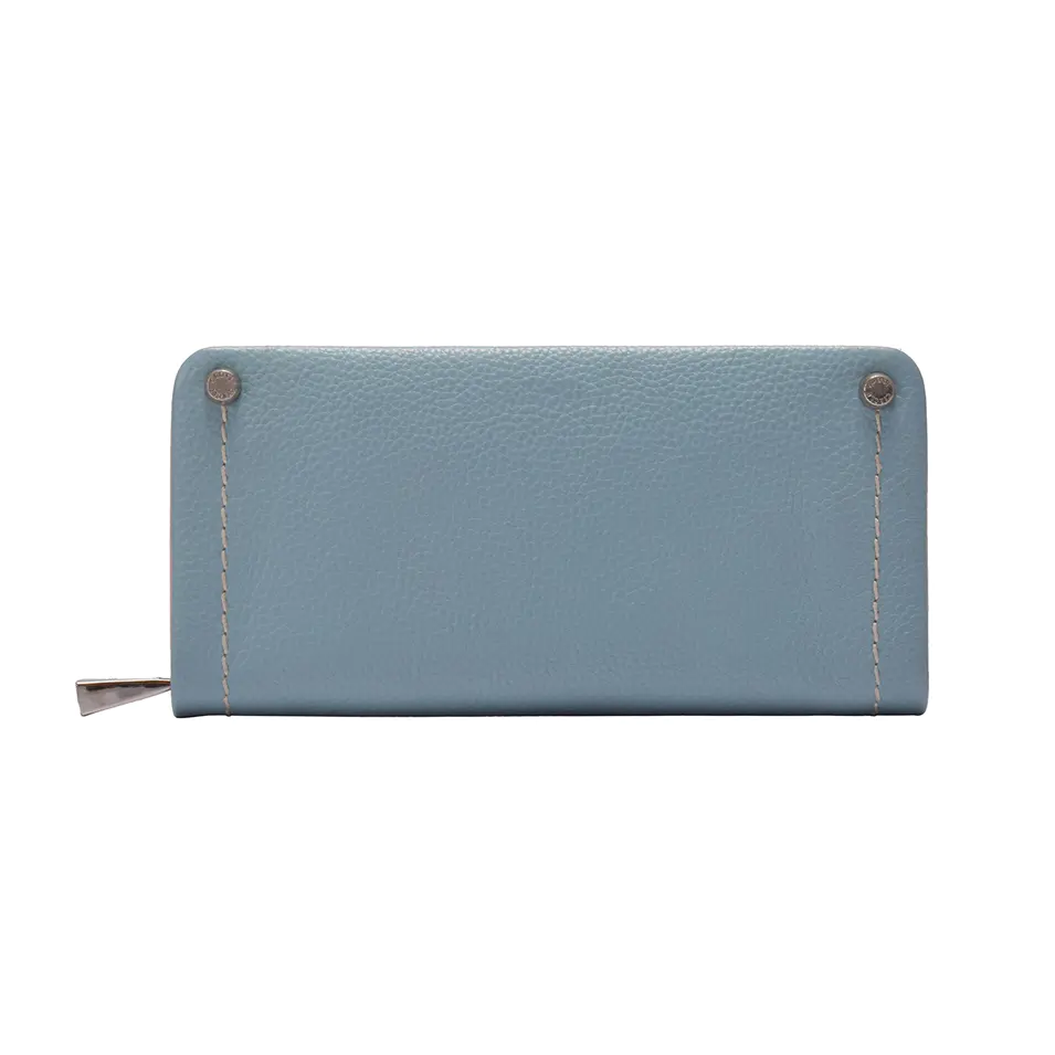 Long zipped wallet in leather for ladies