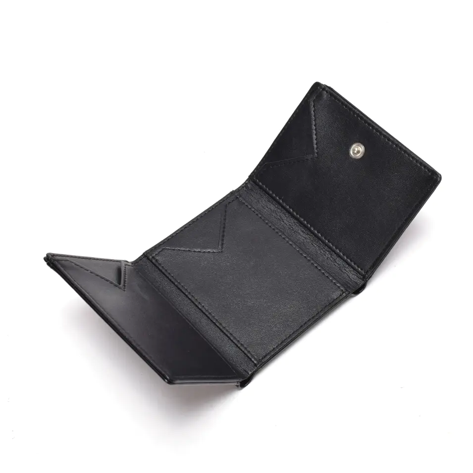 Trifold women's wallet  black leather women's wallet  leather wallet for ladies