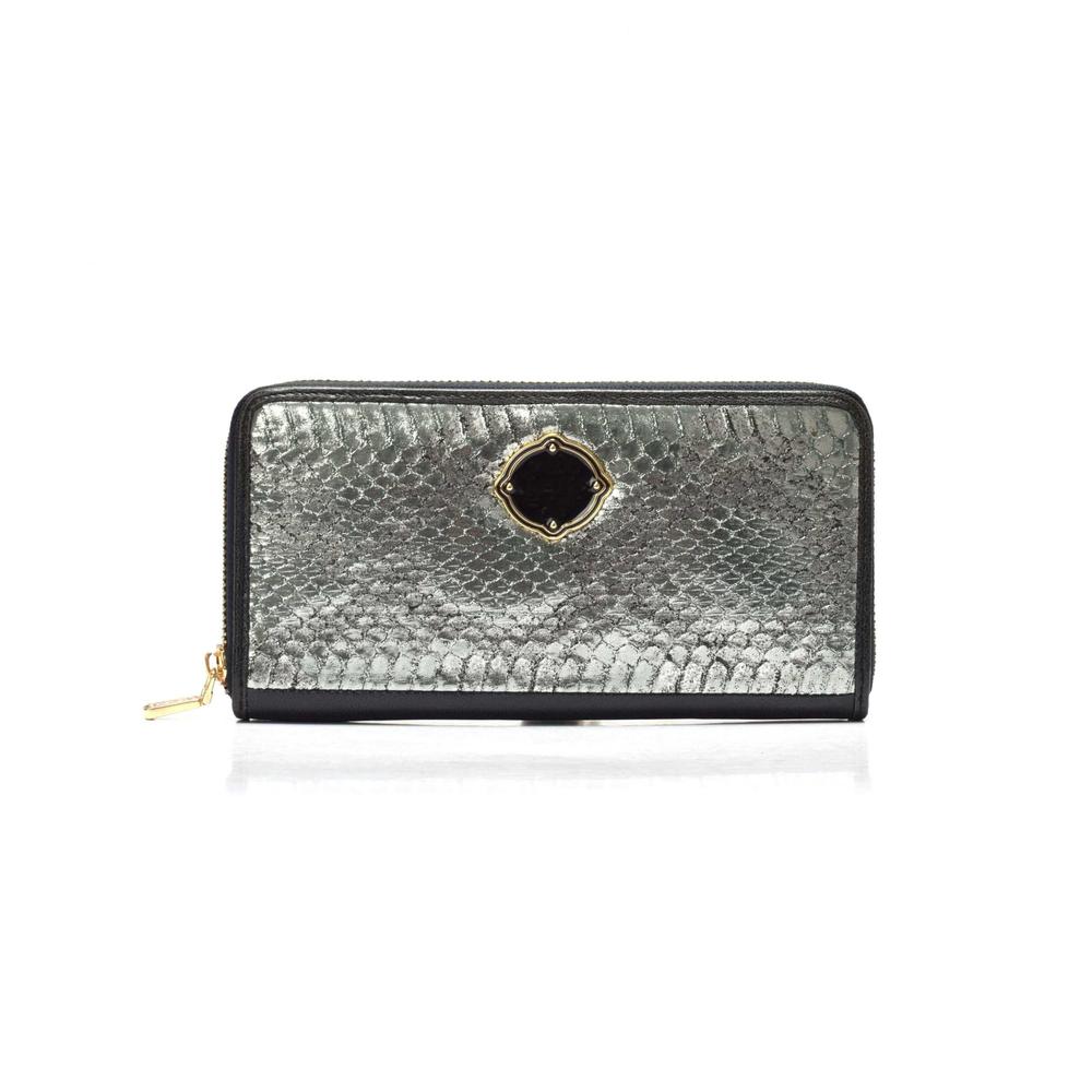 Top Quality Leather zip wallet for women silver snake wallet for ladies Wholesale-Sanlly