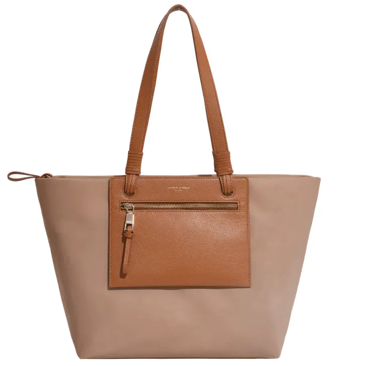 OEM handbag manufacturer  fashion lady canvas bag with leather trim