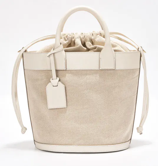 handbag wholesale fashion bucket bag canvas with leather trim